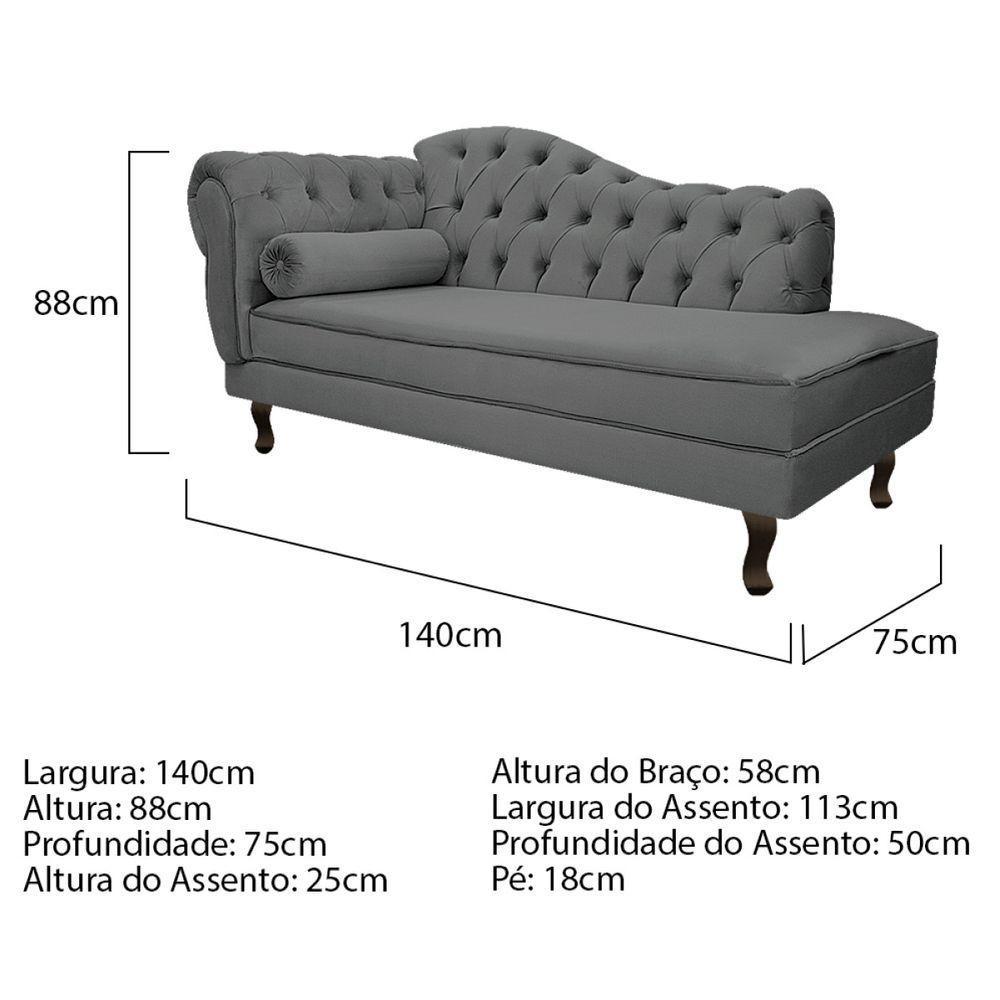 Kit Diva Recamier Diana 140Cm Lado Direito E 02 Poltronas Julia Corano - Amarena Móveis Cinza - 3