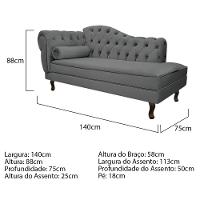 Kit Diva Recamier Diana 140Cm Lado Direito E 02 Poltronas Julia Corano - Amarena Móveis Cinza - 3