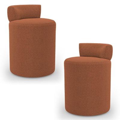 Kit 02 Puffs Decorativos Orgânicos Living Aegon Minimalista Bouclê Terracota - Desk Design