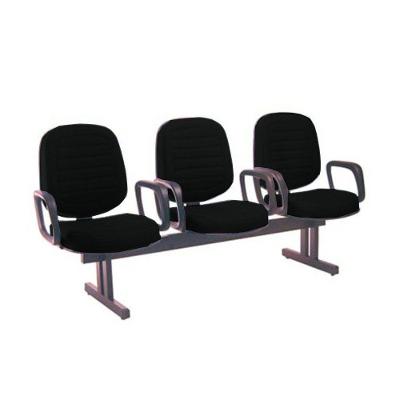 Cadeira Em Longarina Com 03 Lugares Linha Blenda Preto