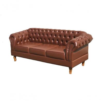 Sofá Dom Pedro 3 Lugares 215CM Caramelo Couro Sintético Bella Decor