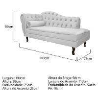 Kit Diva Recamier Diana 140Cm Lado Direito E 01 Poltrona Classic Suede - Amarena Móveis Branco - 3