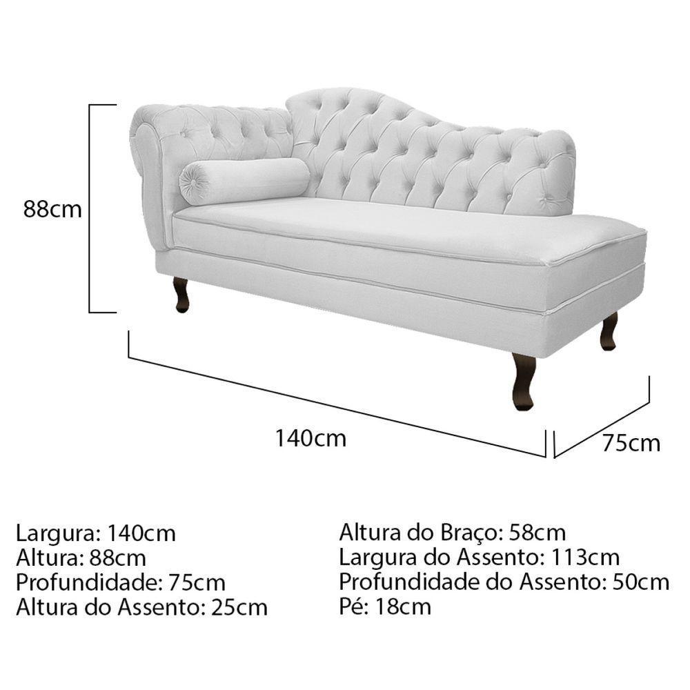 Kit Diva Recamier Diana 140Cm Lado Direito E 02 Poltronas Julia Suede - Amarena Móveis Branco - 3