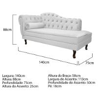Kit Diva Recamier Diana 140Cm Lado Direito E 02 Poltronas Julia Suede - Amarena Móveis Branco - 3