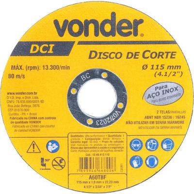 Disco De Corte 115 Mm X 1 Mm X 22,23 Mm Dci Inox, Vonder Ostenvonder