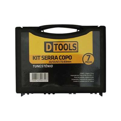 Serra Copo Tungstênio Kit 7 Peças para Alumínio, Alvenaria, Azulejos e Madeira com Base Universal