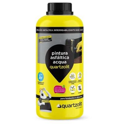 Pintura Asfáltica Acqua 1L para Impermeabilização Preta Quartzolit