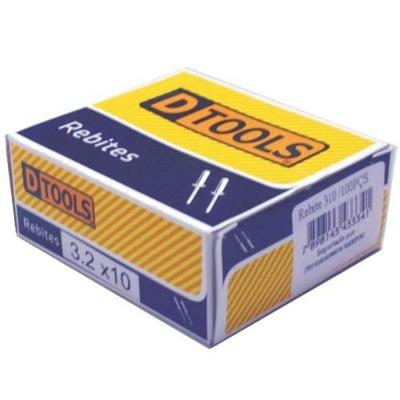 Rebite Pop de Repuxo Rebite 316 3,2 X 16MM Kit 1000 Peças Corpo Alumínio Mandril Aço Prata Dtools