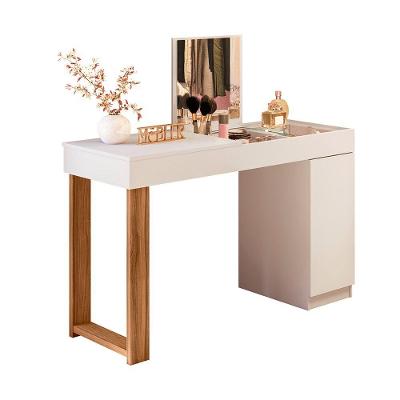 Mesa Escrivaninha Penteadeira Love 2 Gavetas com Espelho Branco Fosco Cinamomo Mel Moderna