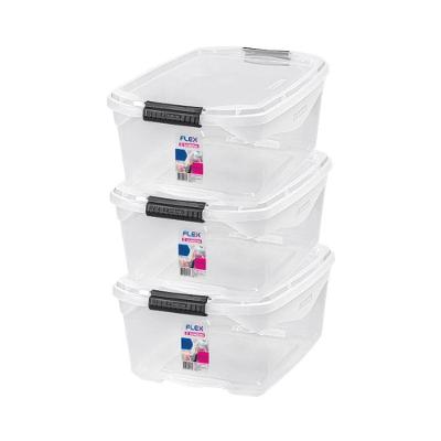 Kit Caixa Organizadora Flex em Plástico com Travas para Escritório Transparente Sanremo