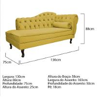 Kit Diva Recamier Diana 130Cm Lado Esquerdo E 02 Poltronas Julia Suede - Amarena Móveis Amarelo - 3