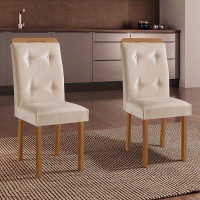 Conjunto 2 Cadeiras Celine Estrutura MDF Assento em Veludo Creme Naturale Moderna