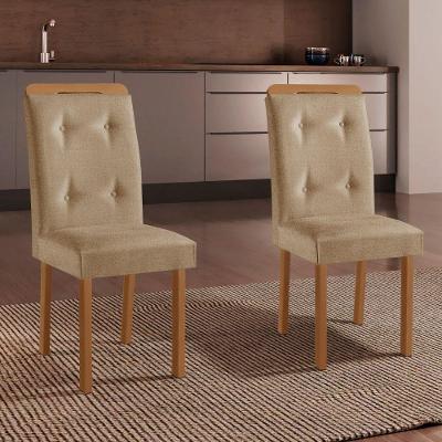 Conjunto 2 Cadeiras Celine em MDF Estofadas Marrom Moderna para Sala de Jantar