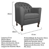 Kit Diva Recamier Diana 130Cm Lado Esquerdo E 02 Poltronas Julia Linho - Amarena Móveis Cinza Escuro - 3