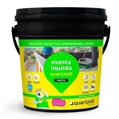 Manta Líquida Preta Balde 18kg para Proteção Contra Umidade em Superfícies Quartzolit