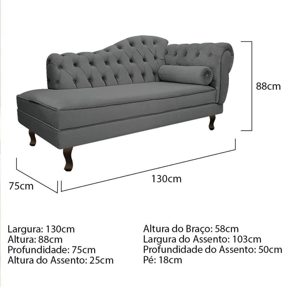 Kit Diva Recamier Diana 130Cm Lado Esquerdo E 02 Poltronas Julia Corano - Amarena Móveis Cinza - 3