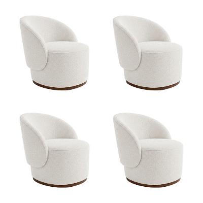 Kit 4 Poltronas Orgânicas Decorativas Premium Bouclê Italiano para Sala e Clínica Off White