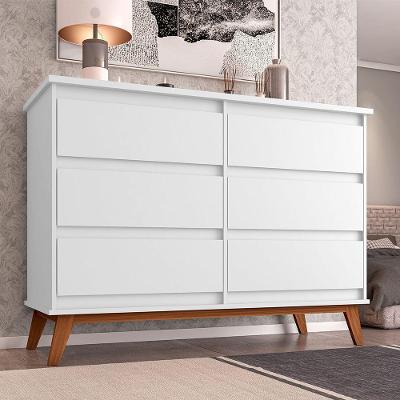 Comoda Londres 6 Gavetas Branca para Quarto Organizacao de Roupas e Objetos