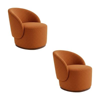 Kit 2 Poltronas Orgânicas Decorativas para Recepção Bouclê Italiano Terracota Confortável