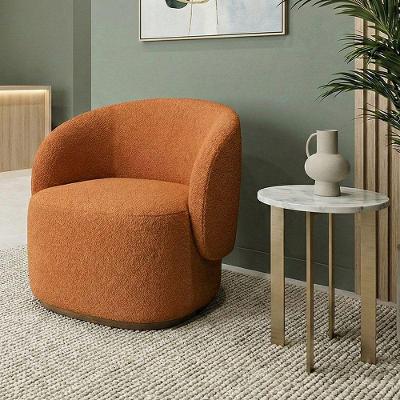 Poltrona Orgânica Premium para Sala de Estar em Bouclê Italiano Terracota Design Moderno