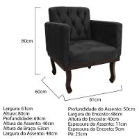 Kit Diva Recamier Diana 130Cm Lado Esquerdo E 01 Poltrona Classic Suede - Amarena Móveis Preto - 5