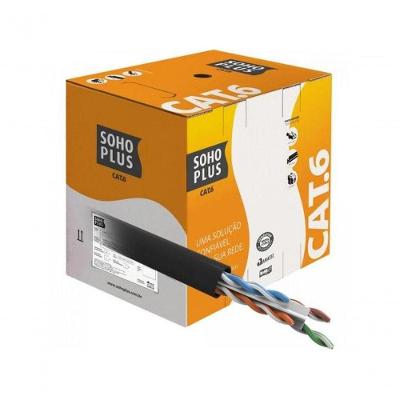 Cabo de Rede Sohoplus CAT.6 CMX 305M com Marcação Métrica Decrescente Preto Furukawa