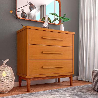 Comoda para Quarto Charlotte 3 Gavetas Estilo Moderno Acabamento Nature Fabricante Charlotte