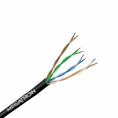 Cabo Lan Cat5e U UTP 4PX24AWG 500M Interno Externo Preto para Cabeamento Estruturado Megatron