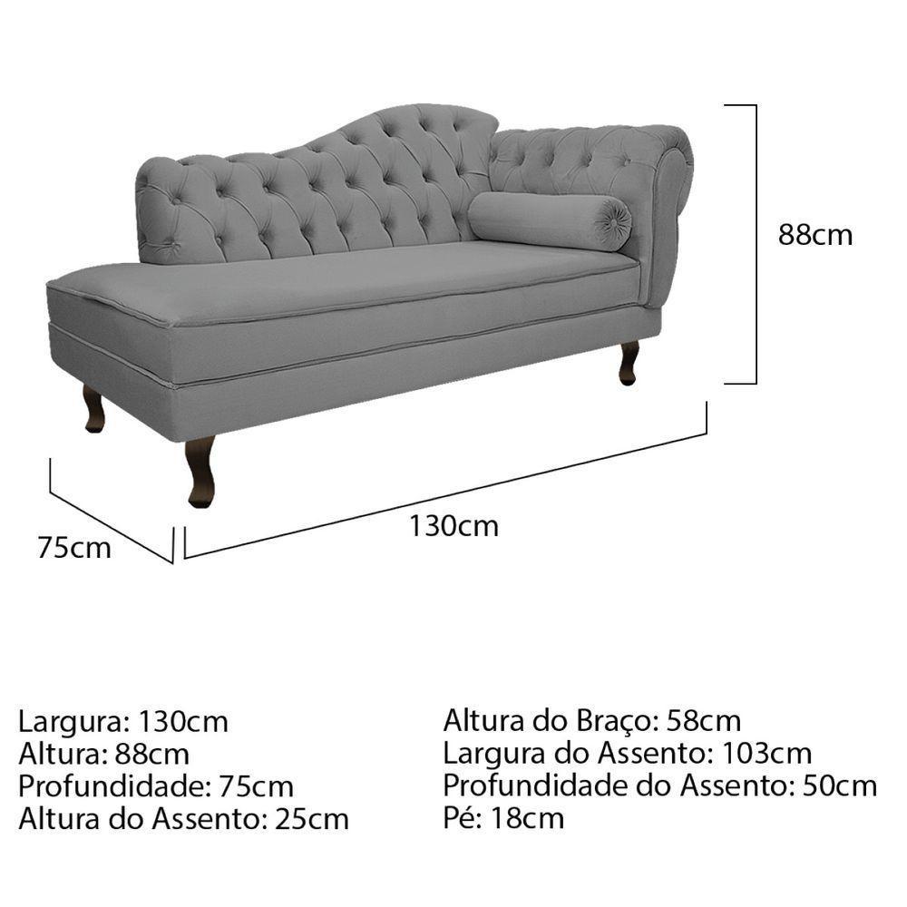 Kit Diva Recamier Diana 130Cm Lado Esquerdo E 01 Poltrona Classic Suede - Amarena Móveis Cinza - 6