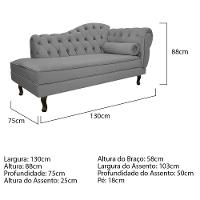 Kit Diva Recamier Diana 130Cm Lado Esquerdo E 01 Poltrona Classic Suede - Amarena Móveis Cinza - 6