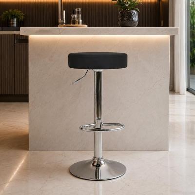 Banqueta Venice Assento PU Base Cromada Regulavel Preto Cadeiras Inc