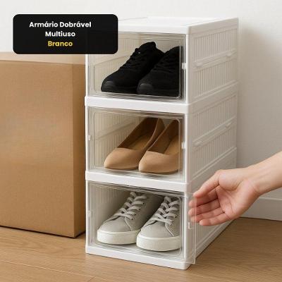 Armário Dobrável Multiuso Vertical 3 Portas 25,5cm Branco Top Rio Comercial