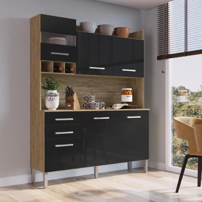 Armário de Cozinha AC6200 6 Portas 2 Gavetas Preto Wood Decibal Móveis