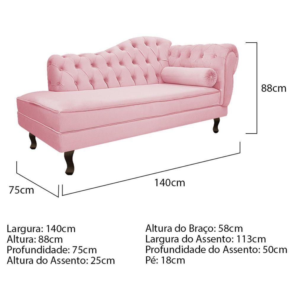 Kit Diva Recamier Diana 140Cm Lado Esquerdo E 02 Poltronas Julia Suede - Amarena Móveis Rosa Bebê - 3