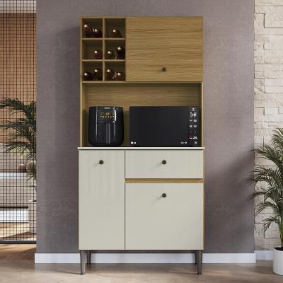 Armário Kit AC3311 3 Portas 1 Gaveta 85cm Marrom com Adega Decibal Móveis