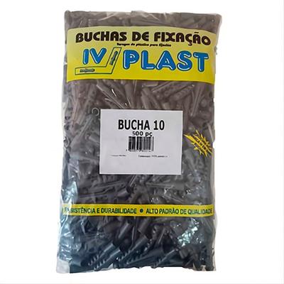 Bucha de Fixacao Pp S10 10x50mm Anti Rotacao Pacote 500 Unidades para Quadros e Suportes
