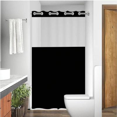 Cortina de Box com Visor PVC 138cm X 198cm Preta 1 Unidade Vida Pratika