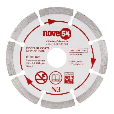 Disco de Corte Diamantado Segmentado 105mm N3 Seco Alta Precisao Branco Nove54