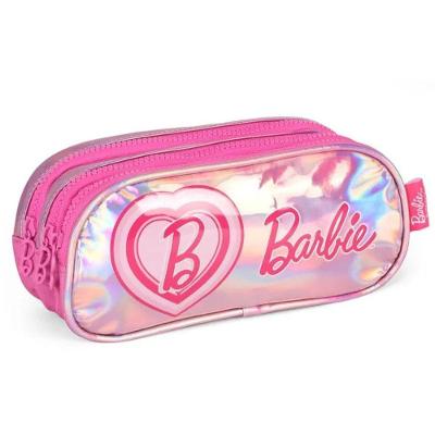 Estojo Triplo Infantil Luxcel Brabie Holografico 3 Divisorias 22x10x8cm Rosa