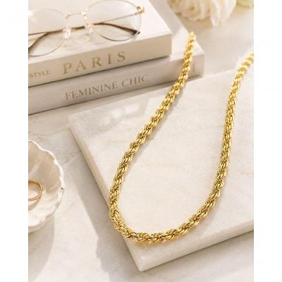 Corrente Cordao Baiano Atraktiva Joias Banhada a Ouro 18k 4mm 40cm 60cm 70cm Dourado Unissex