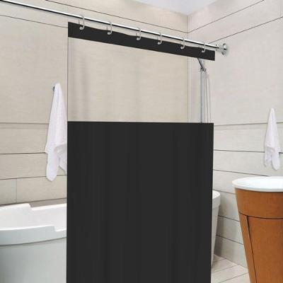 Cortina de Box Preta com Visor com Gancho em PVC Antimofo para Banheiro Vida Pratika