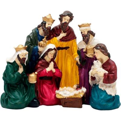 Estatueta Presépio Sagrada Família Nascimento Jesus Resina Decorativa Natal 20x25x11cm