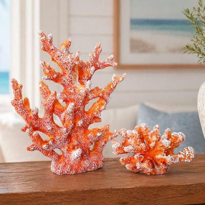Enfeite Decorativo Coral Decorativo para Aquario Kit 2 Pecas Laranja Casa de Praia Coral