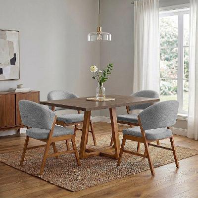 Conjunto de Jantar Isabela com Débora 4 Lugares Tampo MDF Cinza Veludo 120cm Ideal Decor