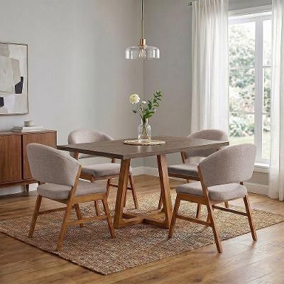 Conjunto de Jantar Isabela com Debora 4 Lugares Tampo MDF Freijo 1,2M Bege Ideal Decor