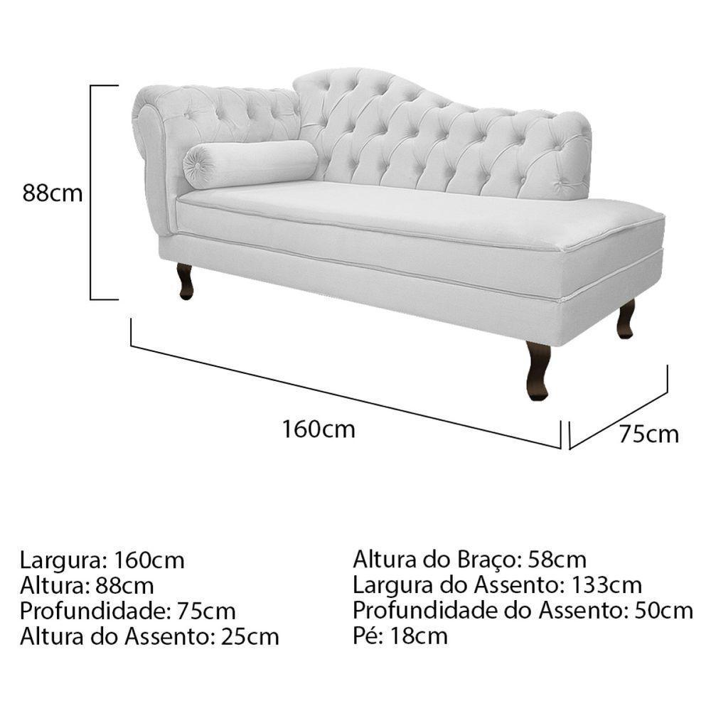 Kit Diva Recamier Diana 160Cm Lado Direito E 02 Poltronas Julia Suede - Amarena Móveis Branco - 3