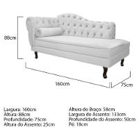 Kit Diva Recamier Diana 160Cm Lado Direito E 02 Poltronas Julia Suede - Amarena Móveis Branco - 3