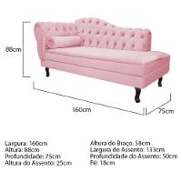 Kit Diva Recamier Diana 160Cm Lado Direito E 02 Poltronas Julia Suede - Amarena Móveis Rosa Bebê - 3