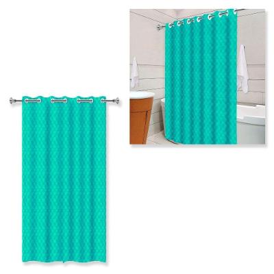Cortina de Box 3D Azul Tiffany com Ilhos Pvc Impermeavel 198cm X 138cm Vida Pratika