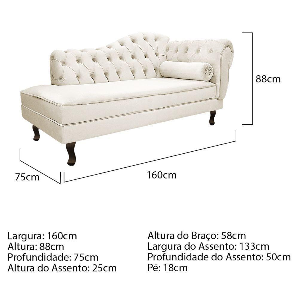 Kit Diva Recamier Diana 160Cm Lado Esquerdo E 01 Poltrona Classic Corano - Amarena Móveis Bege - 6